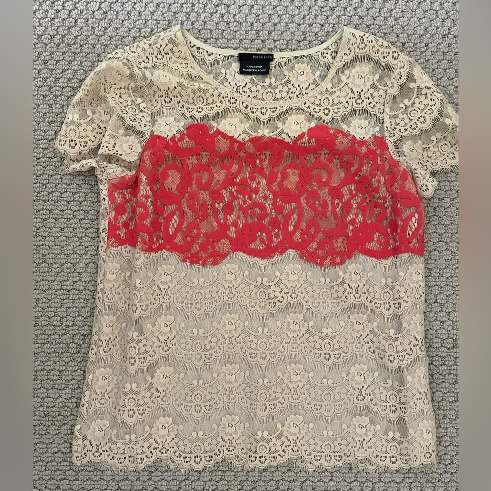 Porcelain cream lace top